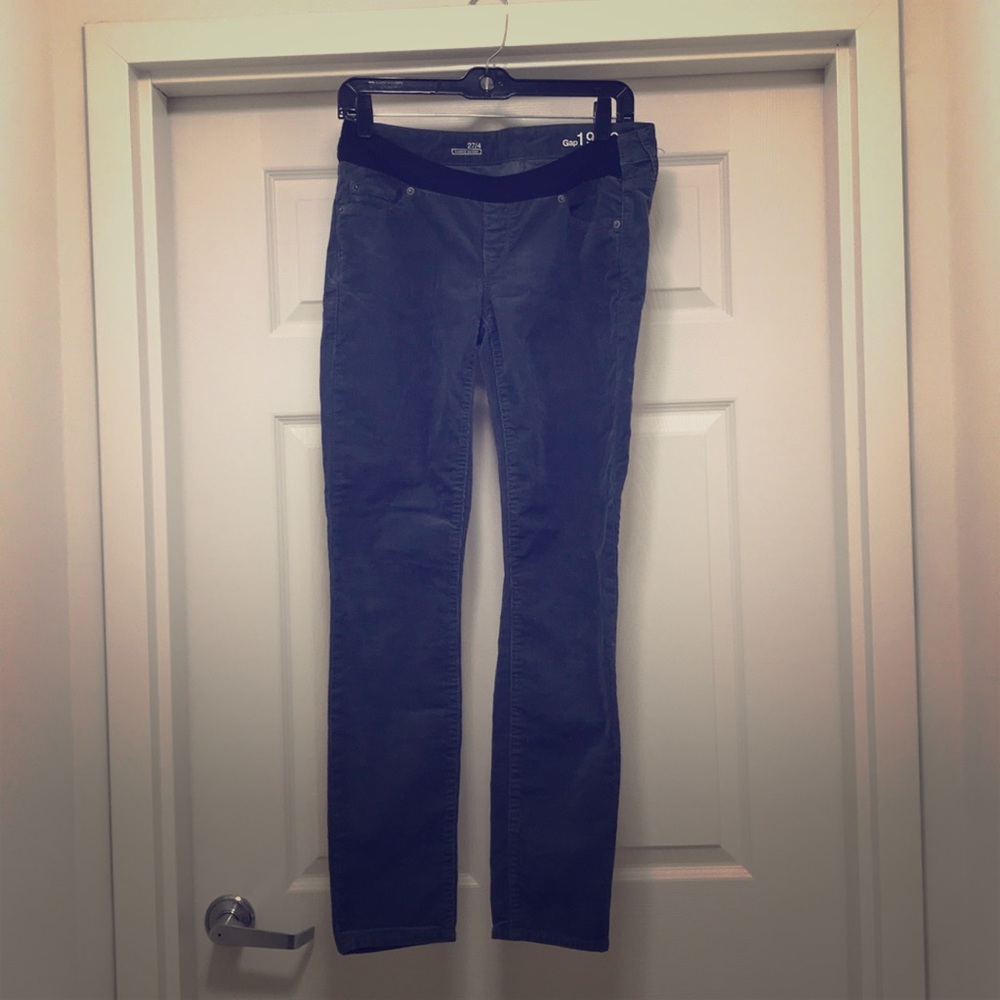 Charcoal corduroy demo panel maternity pants